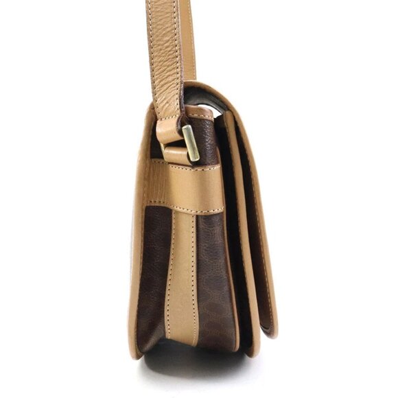 Auth CELINE Macadam Shoulder Bag Brown PVC/Leather/Goldtone - Picture 3 of 14